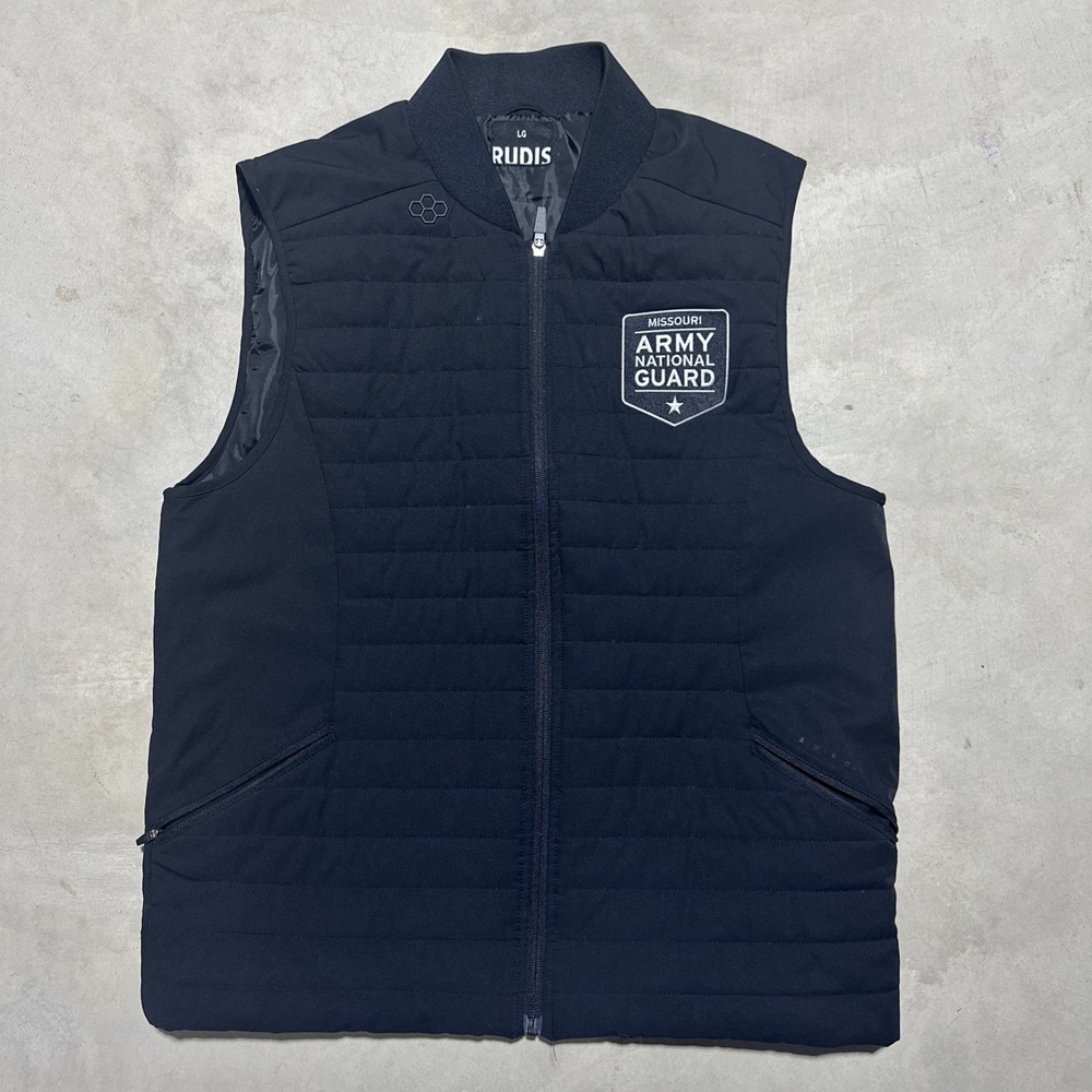Rudis Black Puffer Vest Men's SZ Large Missouri Army National Guard Full Zip